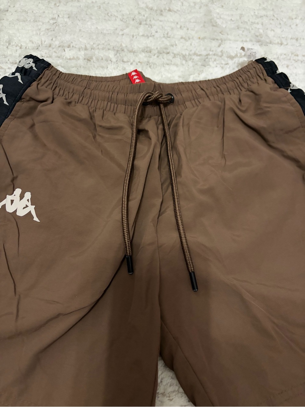 Kappa Brown Men’s Athletic Shorts with Black Logo Tape